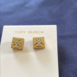 Tory Burch Square Logo Earrings in Gold and Silver